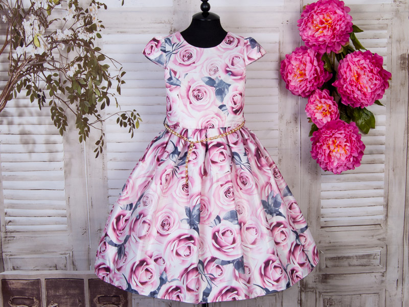 Нарядное платье для девочки "Нежная роза"