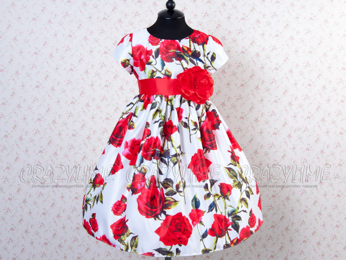 Нарядное детское платье "Красная роза"