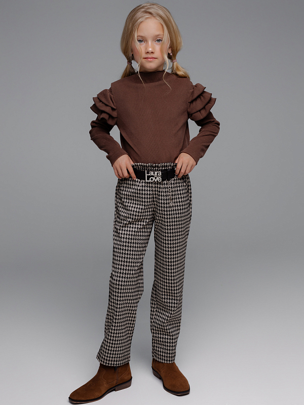 Костюм для девочки (водолазка,брюки) коричневый