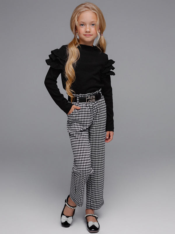 Костюм для девочки (водолазка,брюки) черно-белый